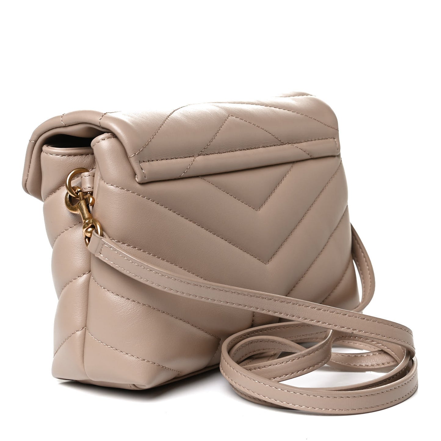Calfskin Y Quilted Monogram Toy Loulou Crossbody Bag Dark Beige