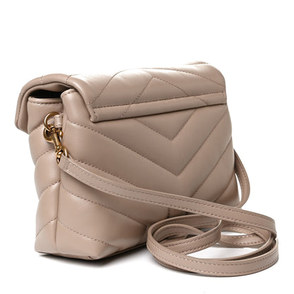 Saint Laurent Calfskin Y Quilted Monogram Toy Loulou Crossbody Bag Dark Beige 3 of 14