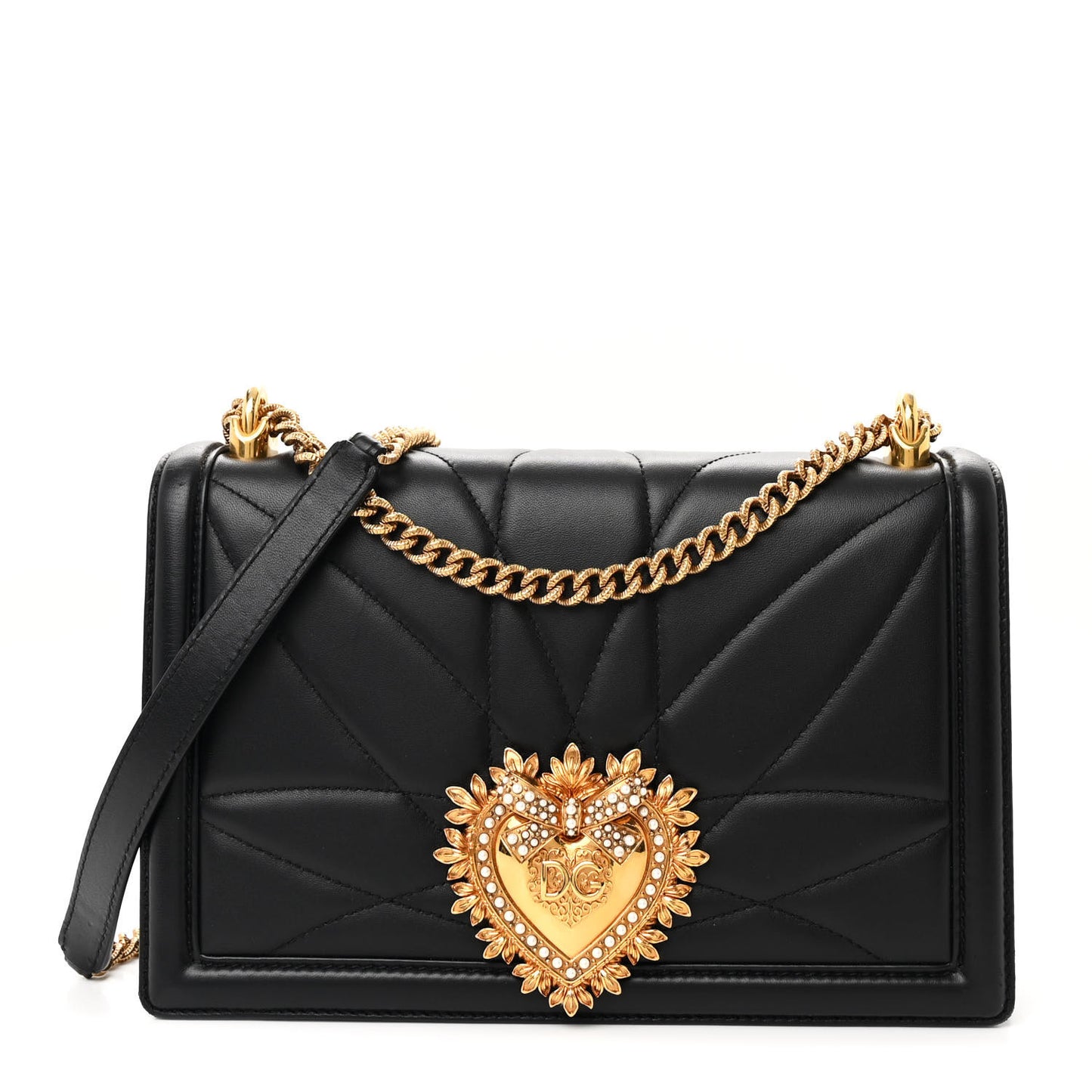 Calfskin Large Devotion Crossbody Bag Black