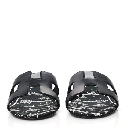 Hermes Calfskin Oasis Sandals 39 Black 2 of 9