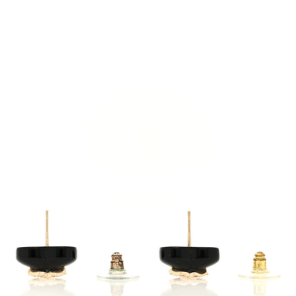 Chanel Resin Crystal CC Heart Earrings Black Gold 3 of 5