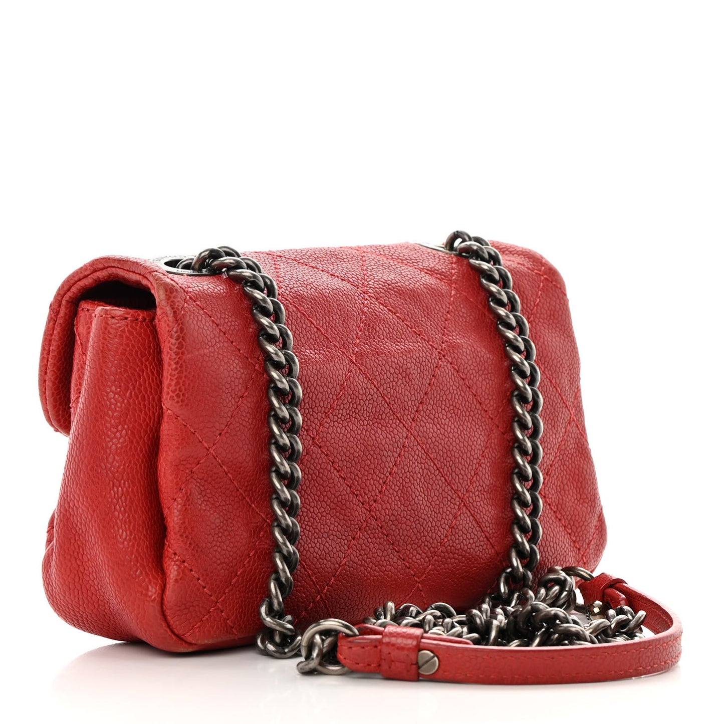 Caviar Quilted Mini Simply CC Flap Red