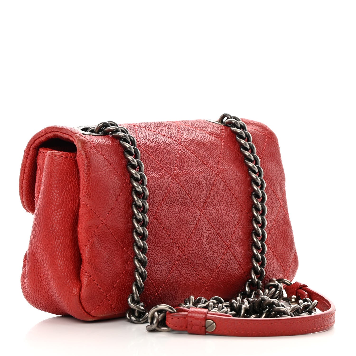 Chanel Caviar Quilted Mini Simply CC Flap Red 3 of 15