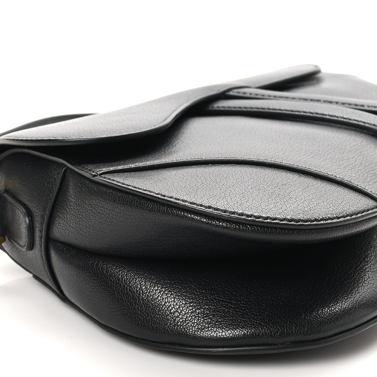 Shiny Goatskin Saddle Bag Black