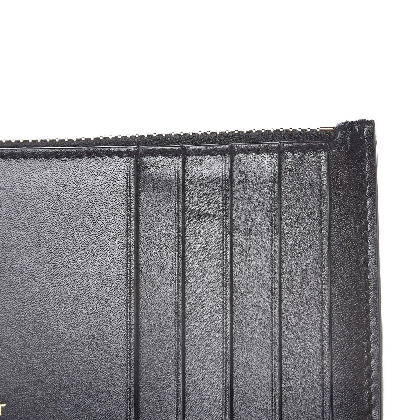 Calfskin 5 Fragments Zip Pouch Card Holder Black