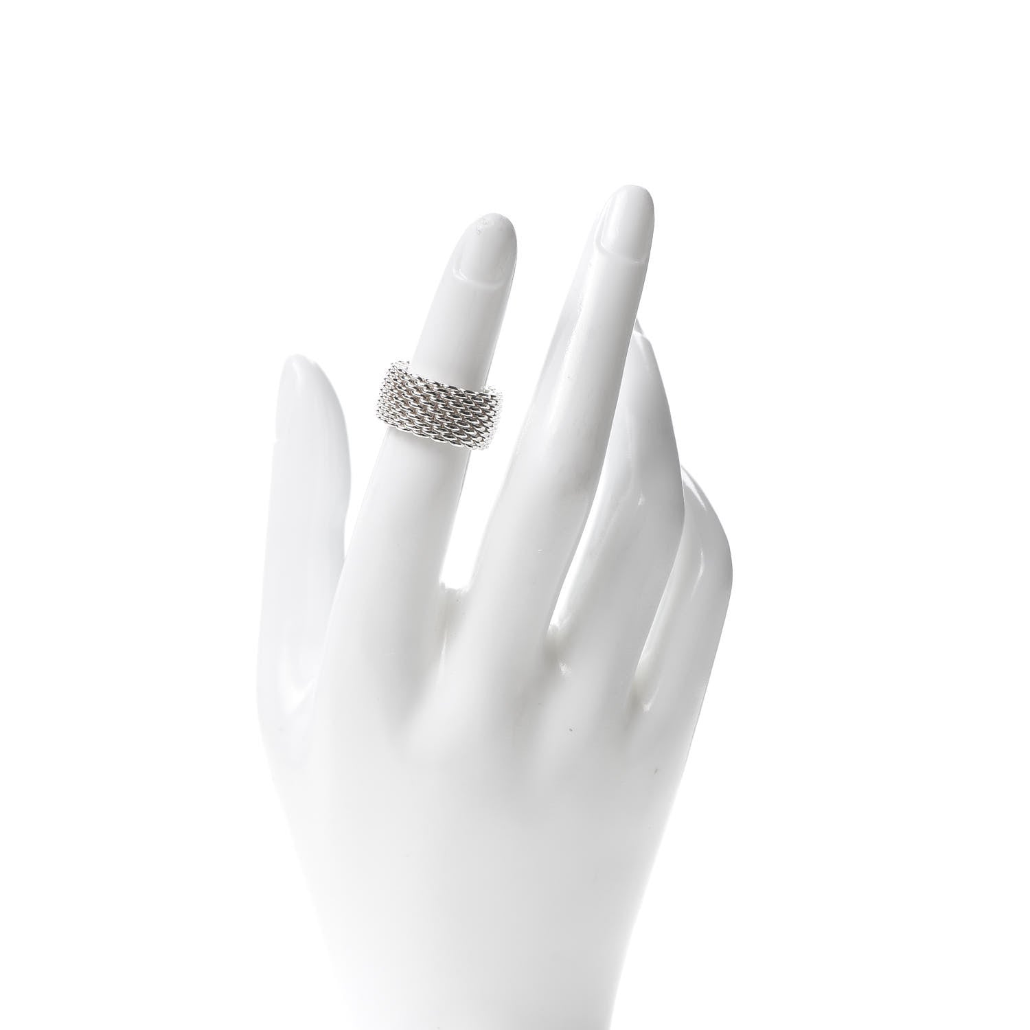 Tiffany Sterling Silver Somerset Mesh Ring 47 4.25 2 of 4