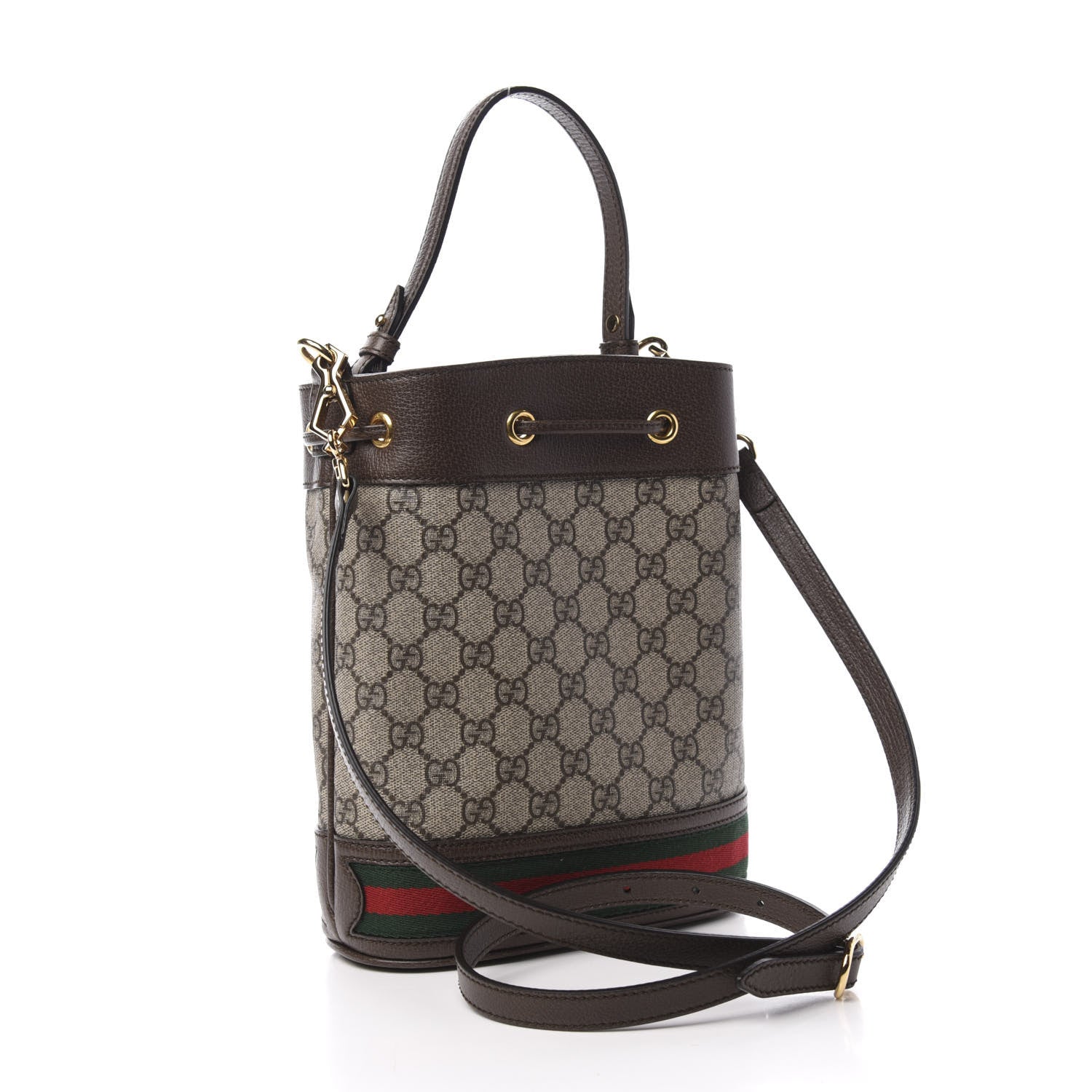 Gucci GG Supreme Monogram Web Small Ophidia Bucket Bag Brown 3 of 10