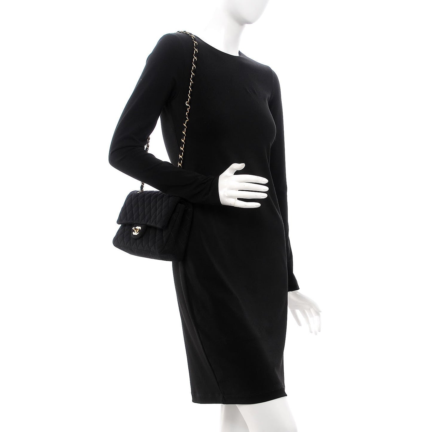 Jersey Quilted Medium Double Flap Black