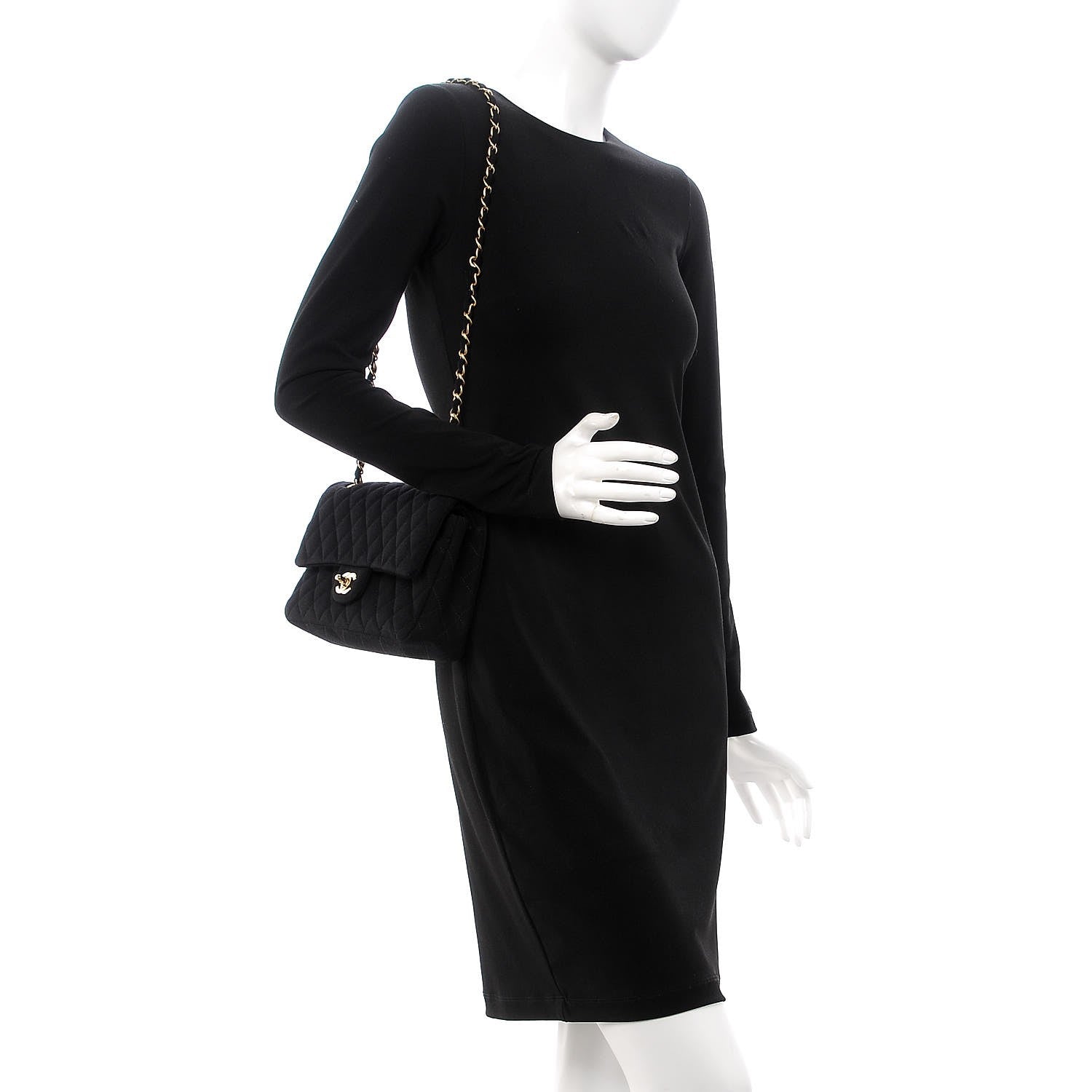 Chanel Jersey Quilted Medium Double Flap Black 2 of 9