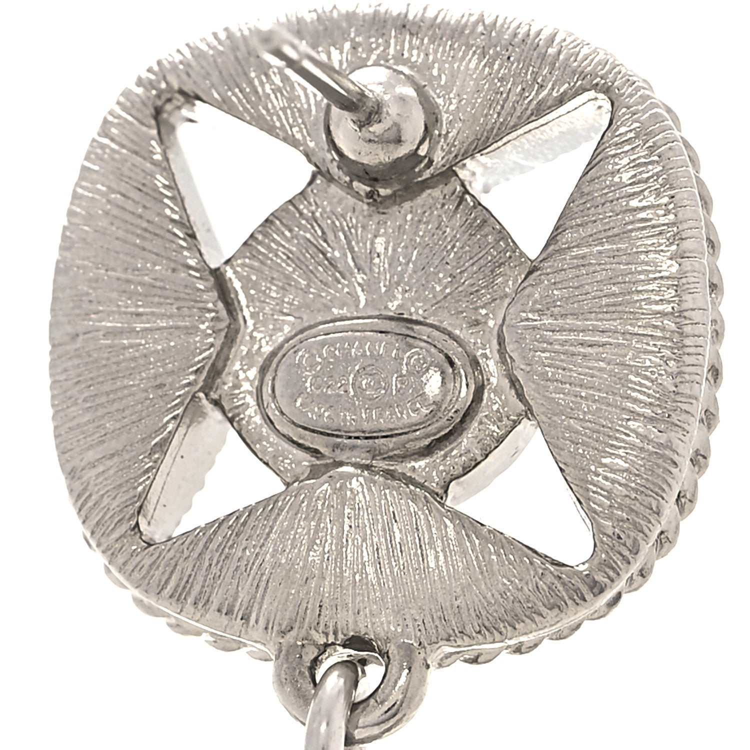 Chanel Crystal Pearl CC Drop Earrings Silver 4 of 5