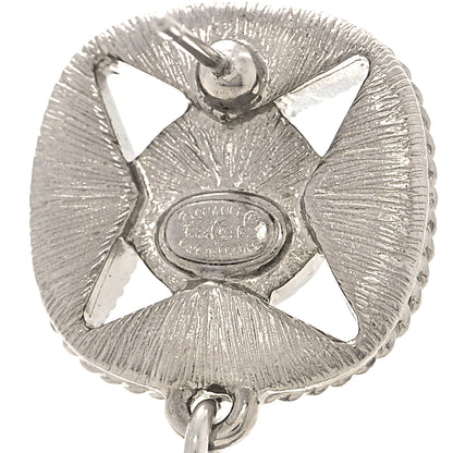 Chanel Crystal Pearl CC Drop Earrings Silver 4 of 5