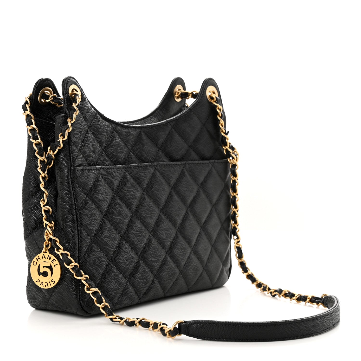 Chanel Caviar Quilted Wavy CC Hobo Black 3 of 11