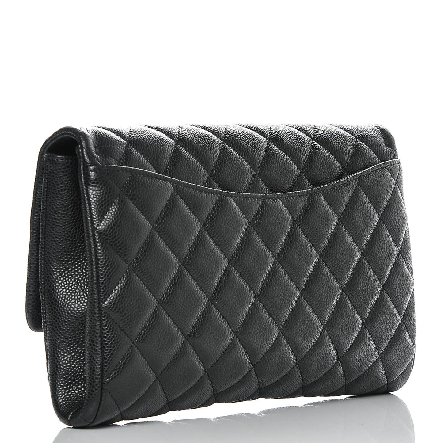 Caviar Quilted Clutch With Chain Flap Black