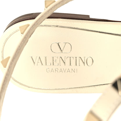 Valentino Garavani Calfskin Rockstud Ankle Wrap Flat Thong Sandals 39.5 Light Ivory 8 of 8