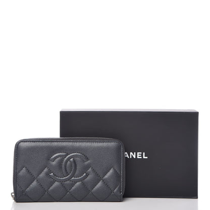 Chanel Metallic Caviar Quilted Medium Maxi CC Zip Around Wallet Black 9 of 9