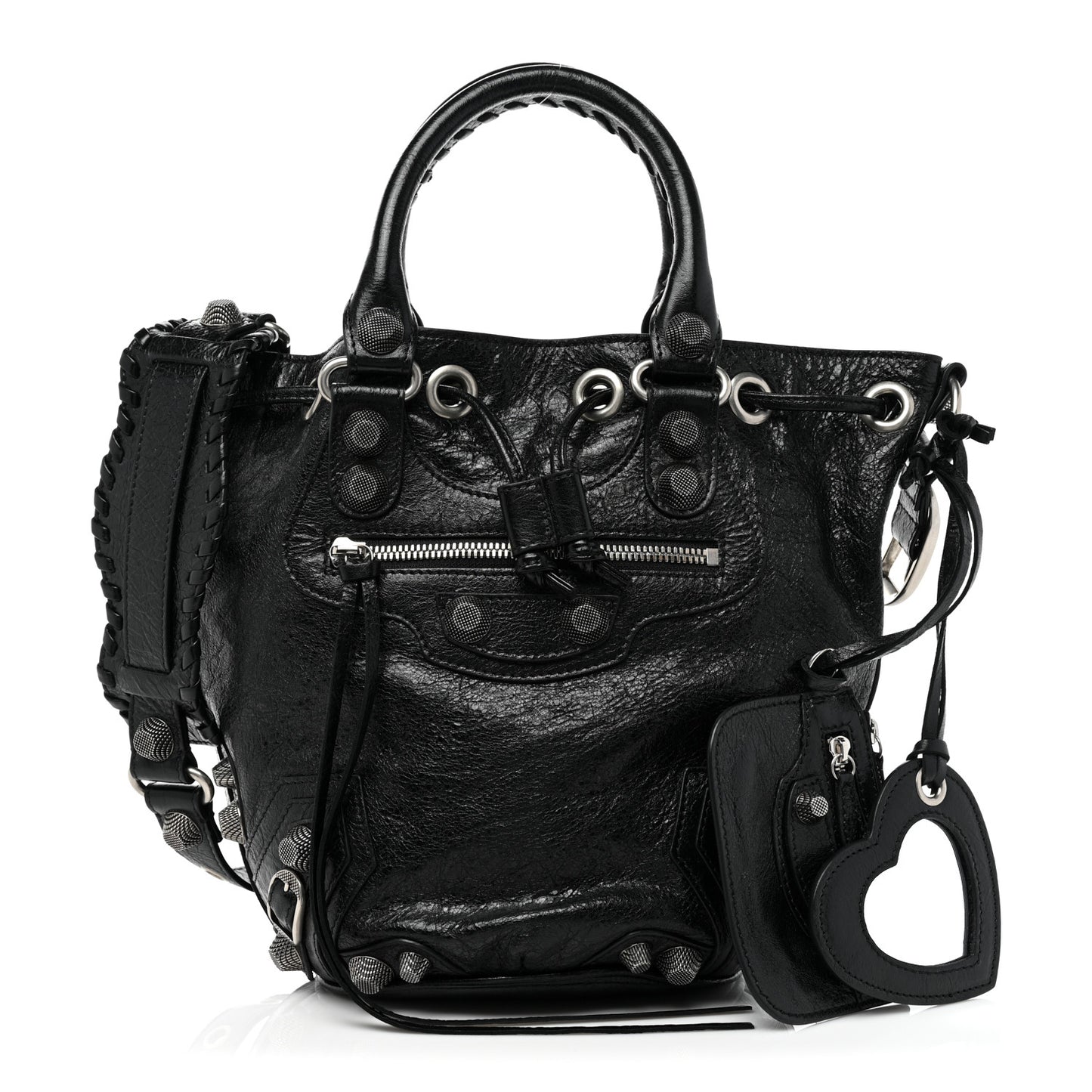 Agneau Arena Small Le Cagole Bucket Bag Black