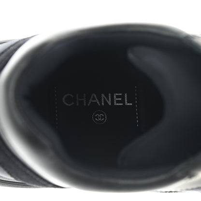 Chanel Toile Suede Calfskin CC Sneakers 38 Black 7 of 9