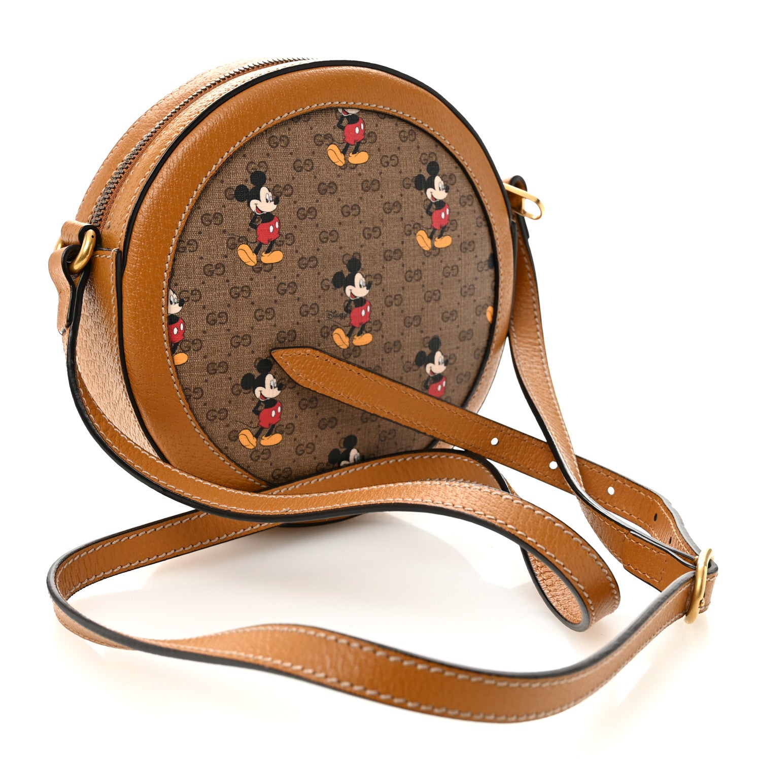 Gucci X DISNEY Mini Vintage GG Supreme Monogram Mickey Mouse Round Shoulder Bag Beige Vintage Sun Oil 3 of 10