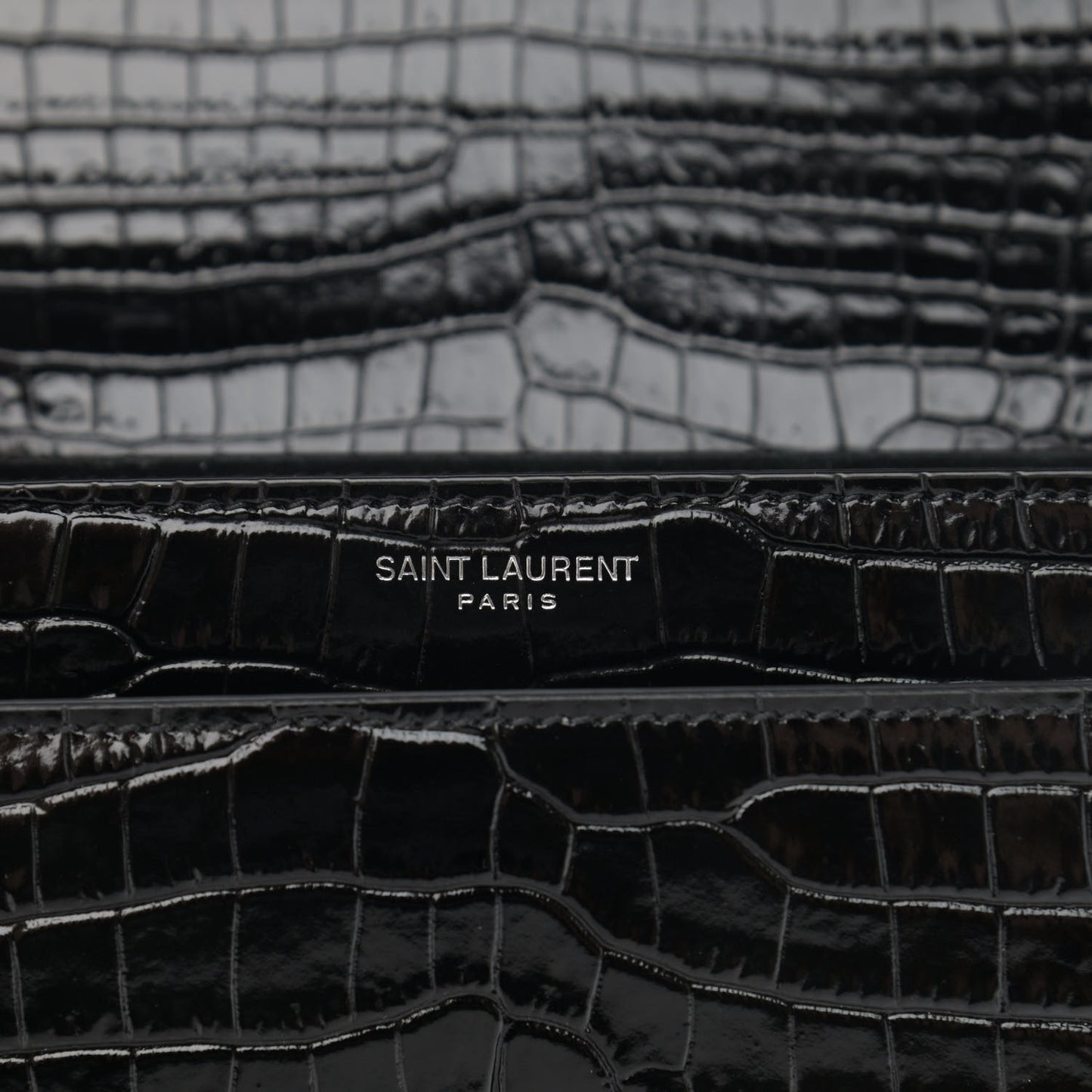 Calfskin Crocodile Embossed Medium Monogram Sunset Black