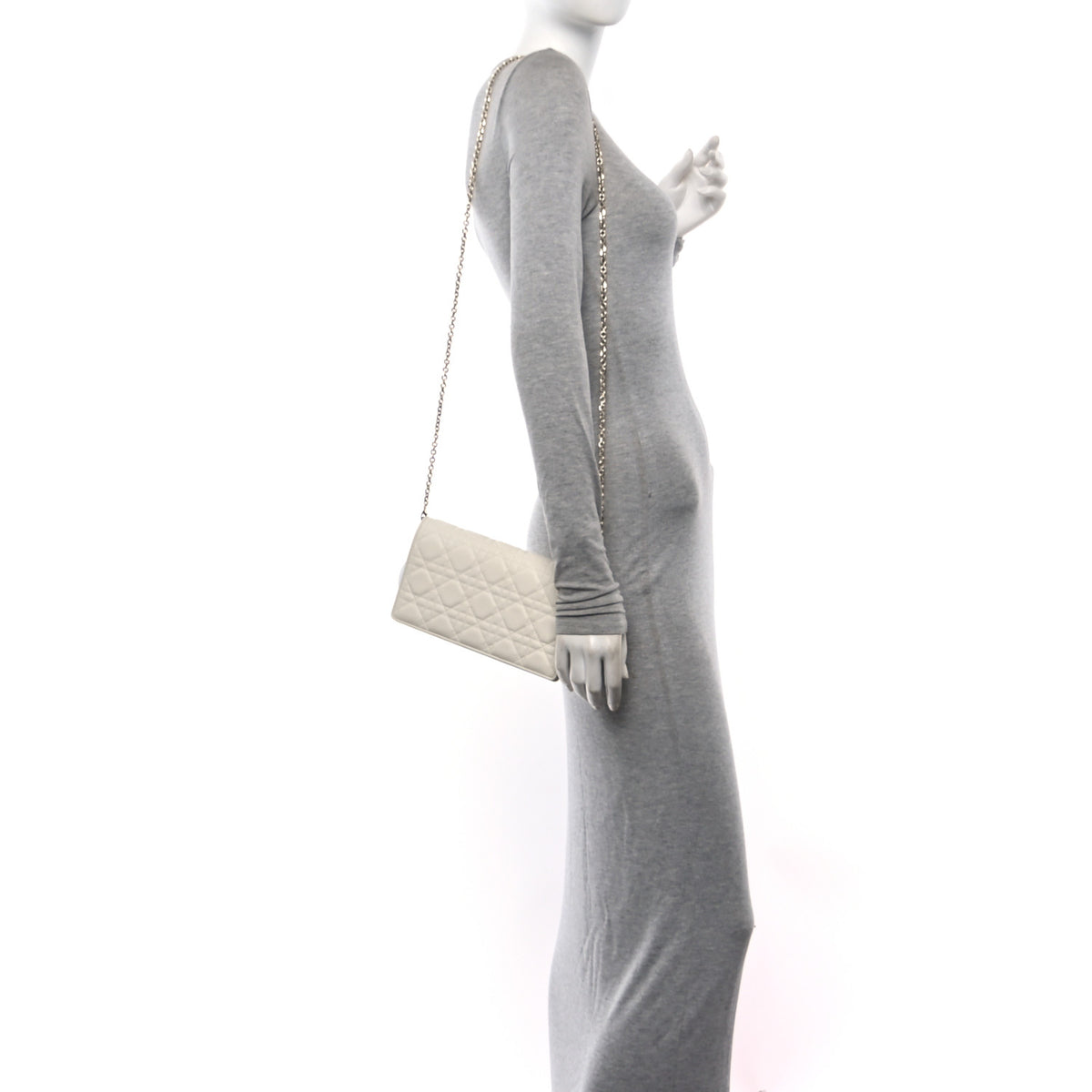 Lambskin Cannage Lady Dior Pouch Latte
