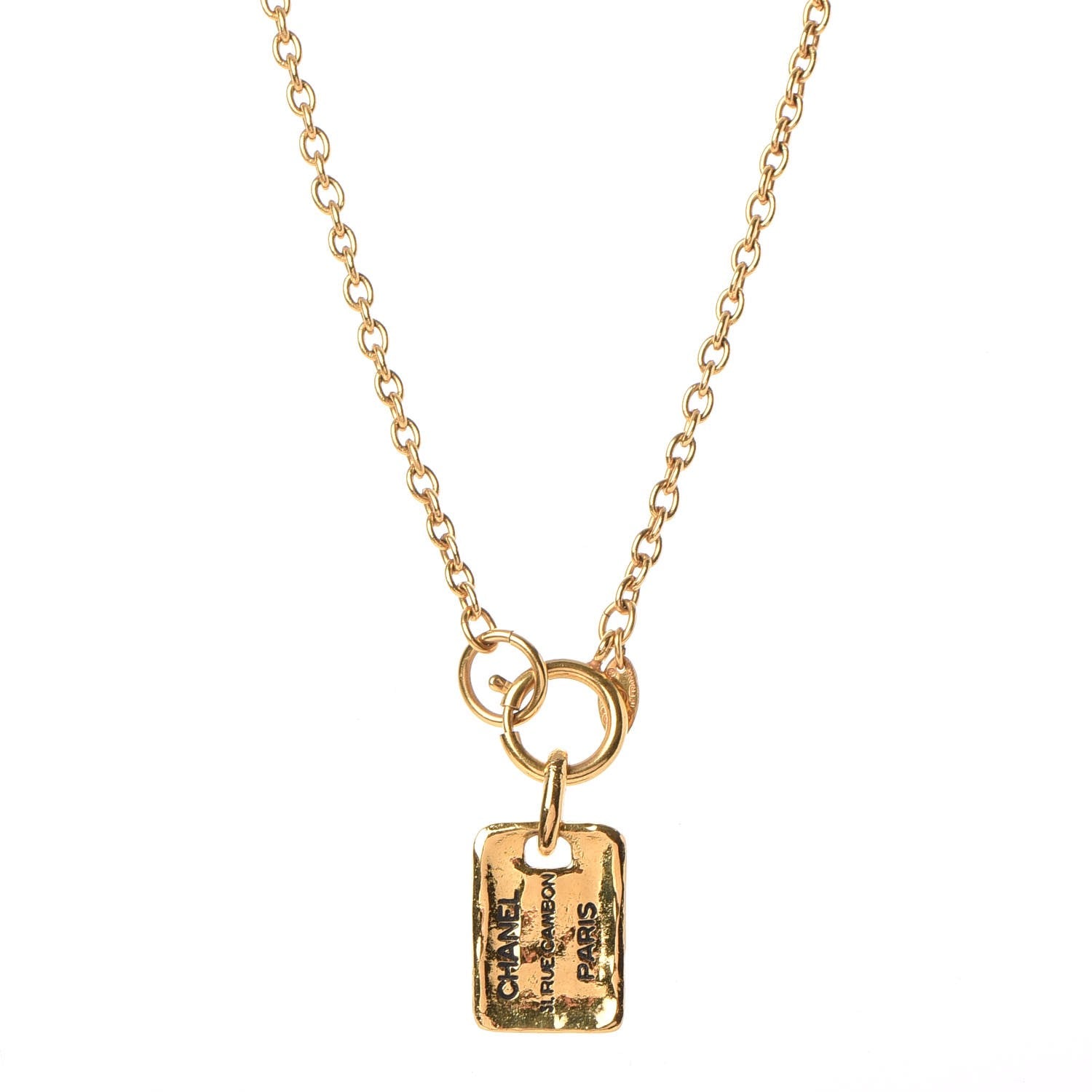 Chanel 31 Rue Cambon Tag Pendant Necklace Gold 1 of 7