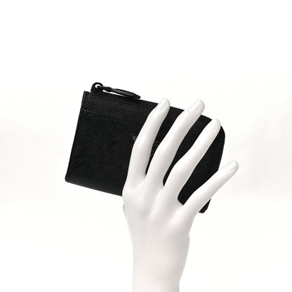 Prada Saffiano Triangle Zip Around Keychain Black 2 of 9