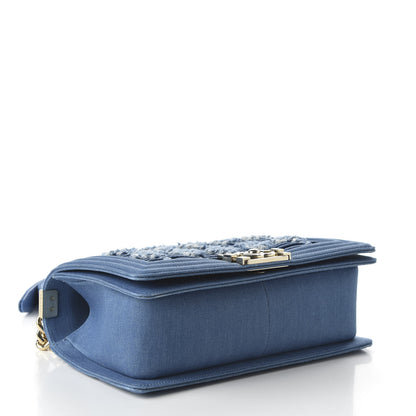 Chanel Denim Pleated Medium Boy Flap Light Blue 4 of 10