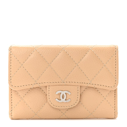 Chanel Caviar Quilted Flap Card Holder Wallet Light Beige 1 of 11
