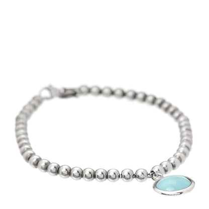 Tiffany Sterling Silver Turquoise Paloma Picasso Beaded Dot Charm Bracelet 1 of 7