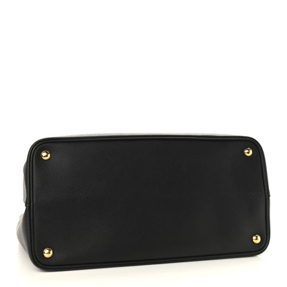 Prada Saffiano Cuir Large Double Bag Nero Black Ciliegia 4 of 18