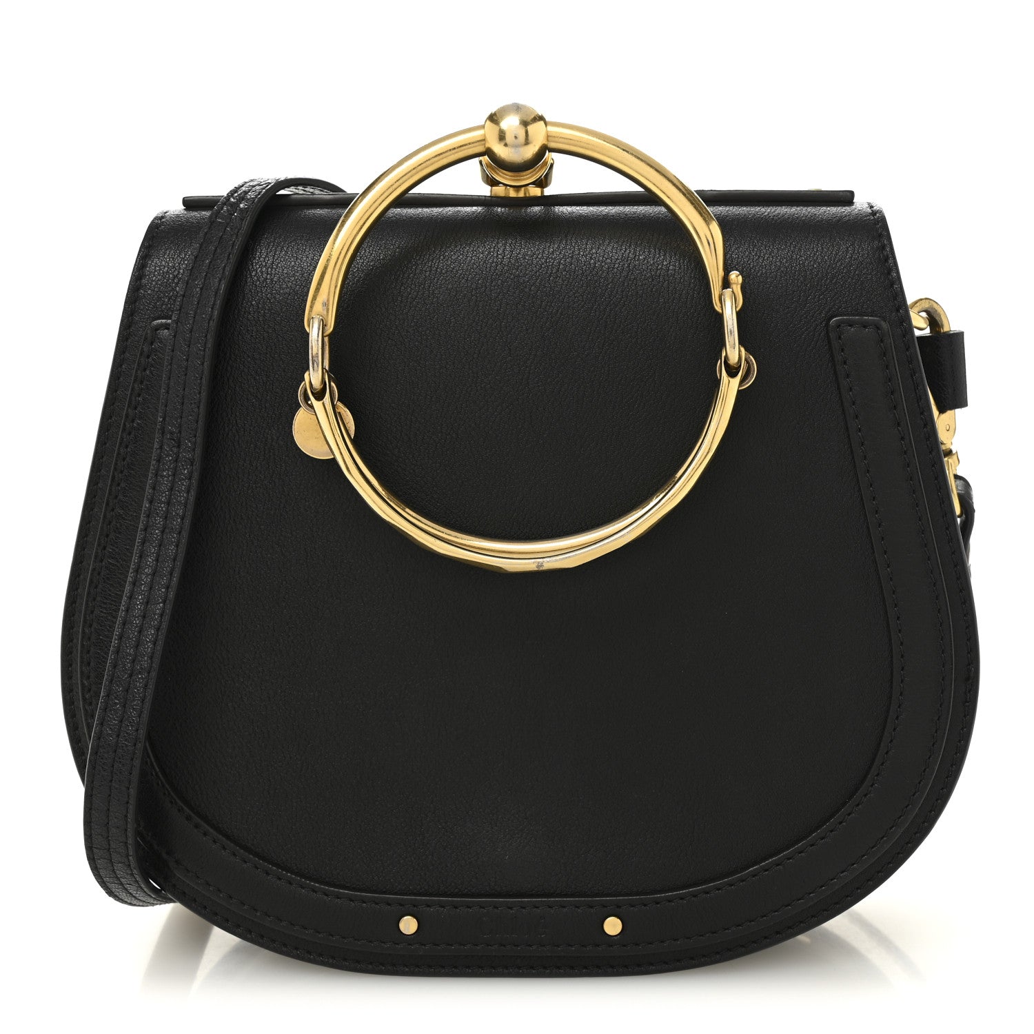 Chloe Calfskin Suede Medium Nile Bracelet Bag Black 1 of 11