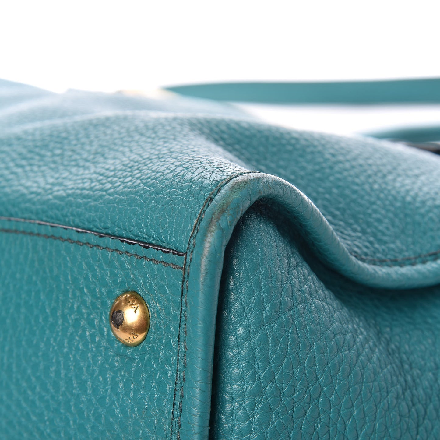 Vitello Daino Shopping Satchel Voyage Turchese