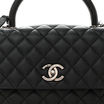 Chanel Caviar Lizard Embossed Quilted Small Coco Handle Flap Black 8 of 15