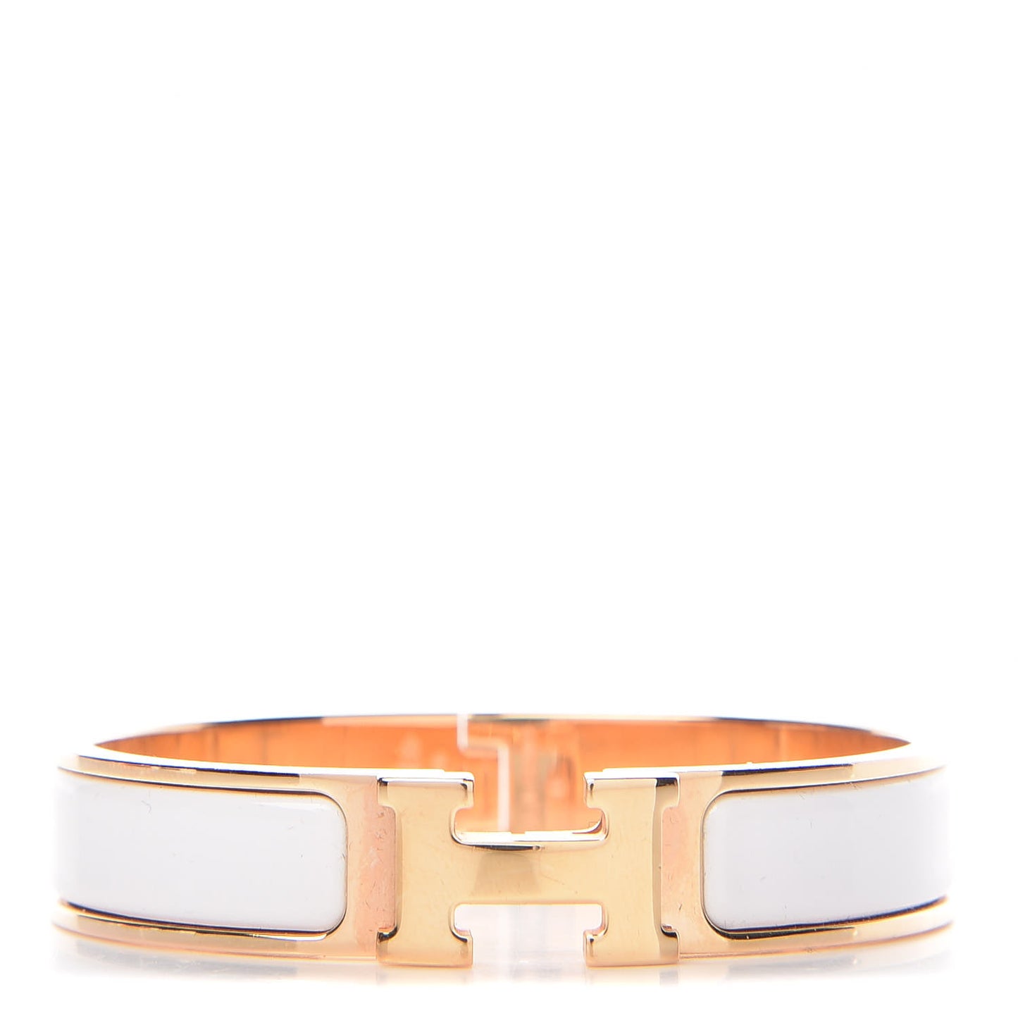 Enamel Narrow Clic Clac H Bracelet PM White
