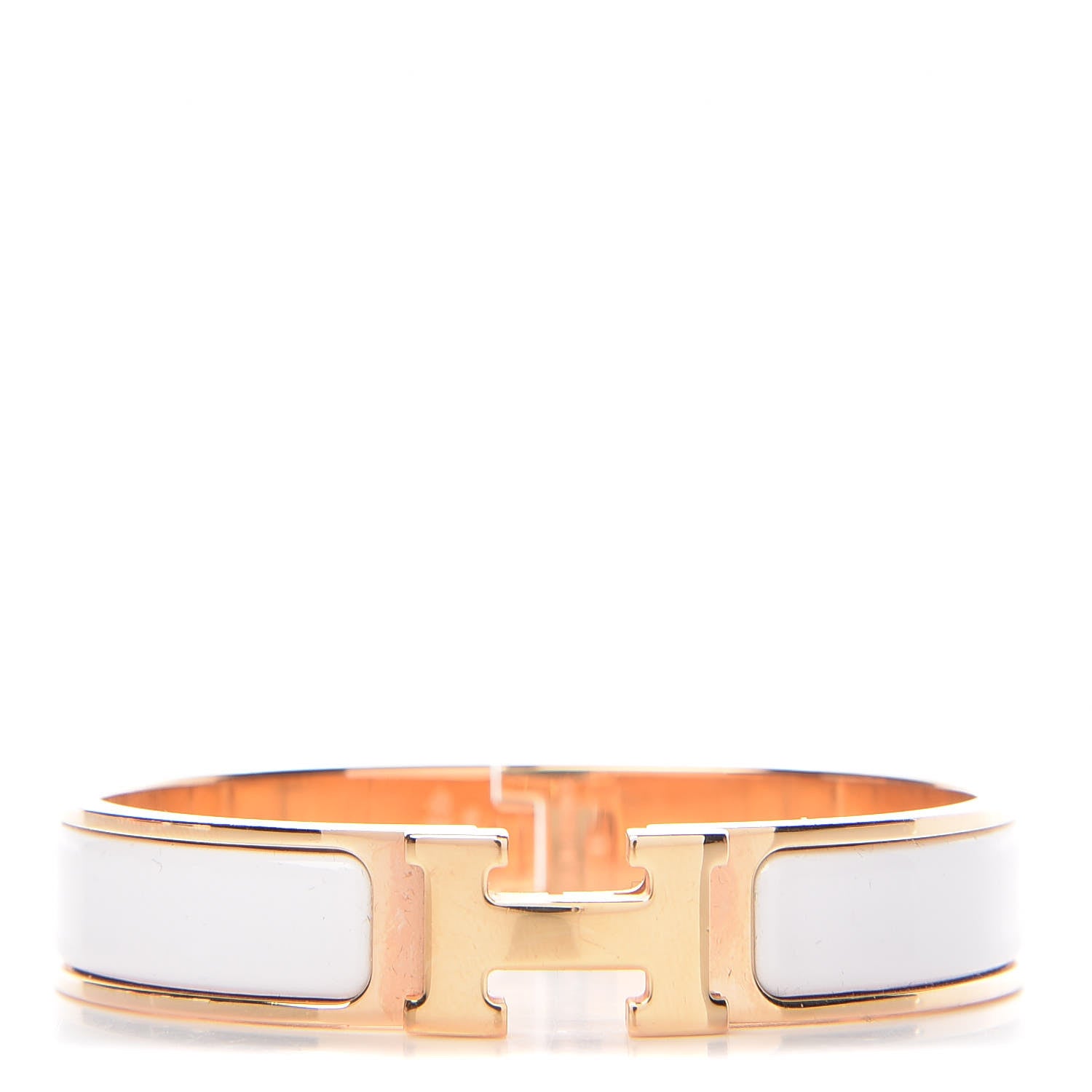 Hermes Enamel Narrow Clic Clac H Bracelet PM White 1 of 5