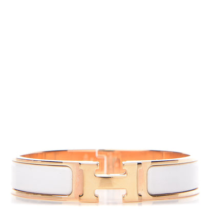 Hermes Enamel Narrow Clic Clac H Bracelet PM White 1 of 5