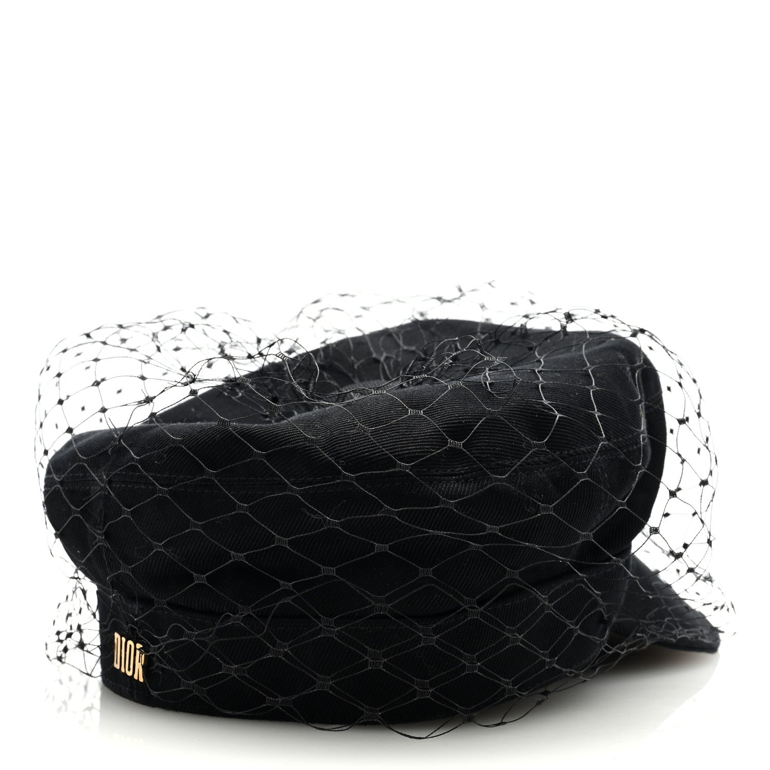 Christian Dior Cotton Canvas Arty Cap with Veil 58 Black 3 of 7