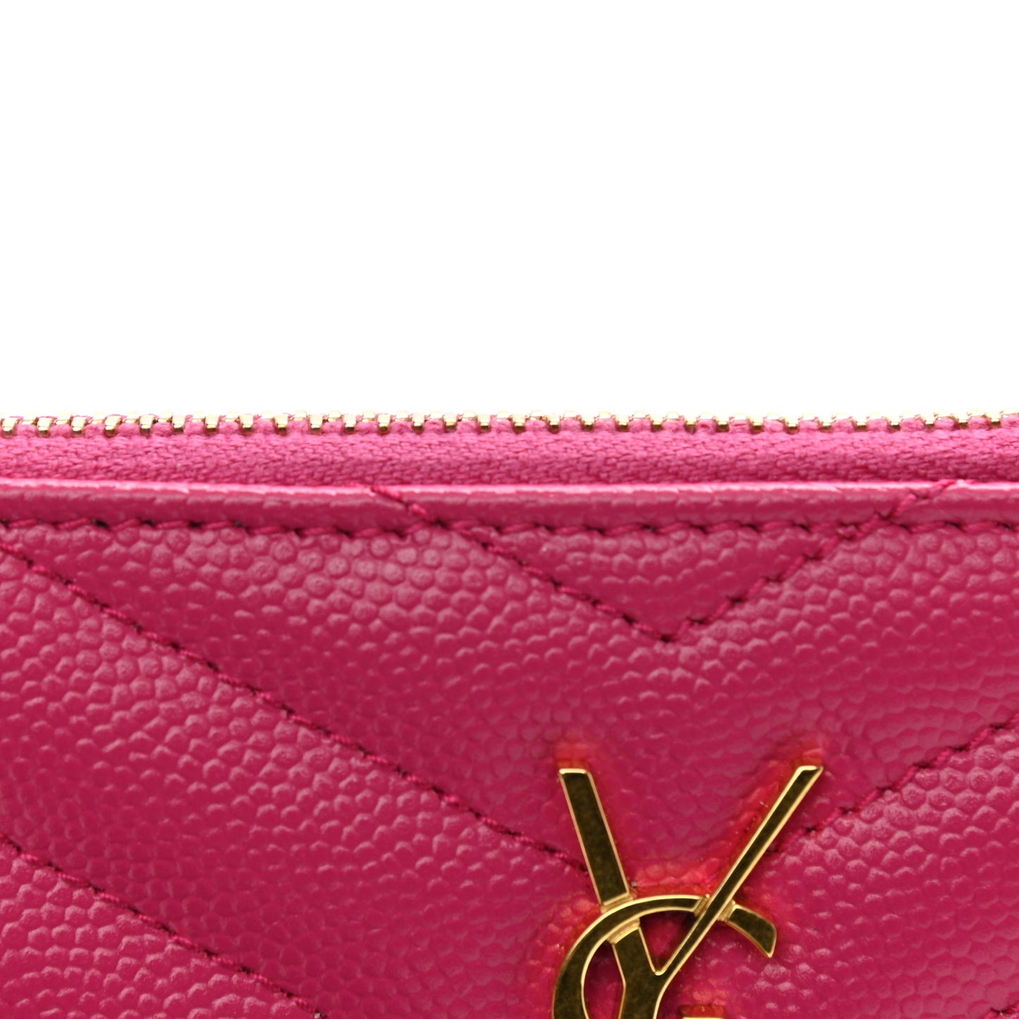 Grain De Poudre Matelasse Chevron Monogram Fragments Zippered Card Case Fresh Fuxia