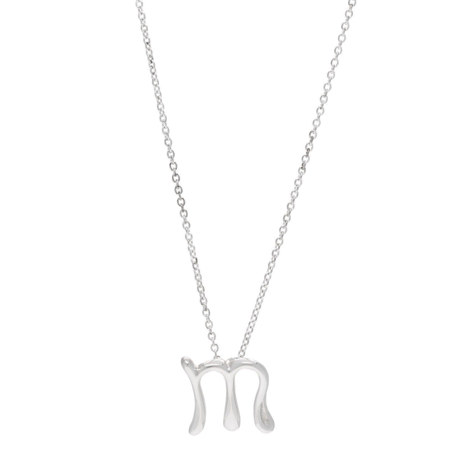 Tiffany Sterling Silver Elsa Peretti Letter M Pendant Necklace 1 of 6