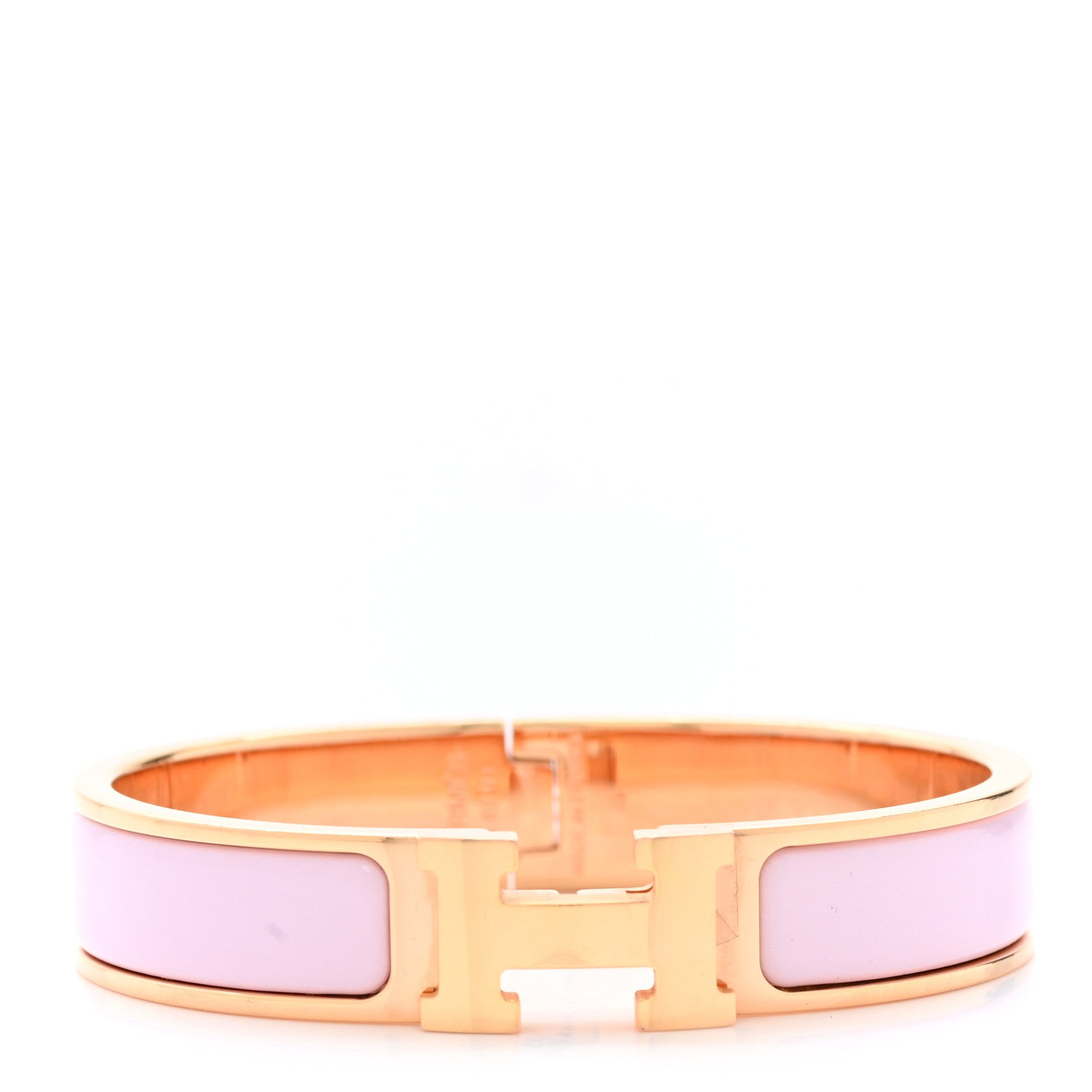 Hermes Enamel Narrow Clic Clac H Bracelet PM Rose Dragee 1 of 6