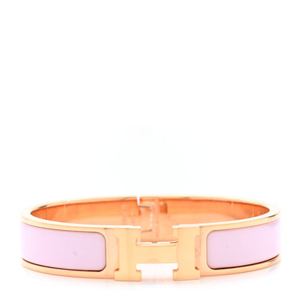 Hermes Enamel Narrow Clic Clac H Bracelet PM Rose Dragee 1 of 6