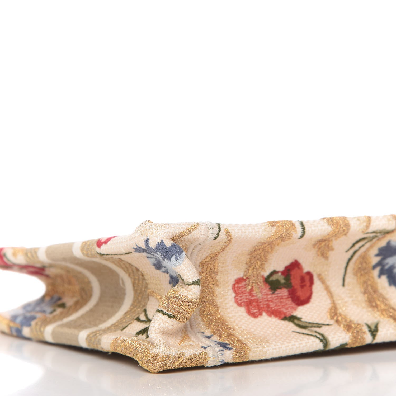 Christian Dior Canvas Embroidered Hibiscus Printed Mini Book Tote Beige Multicolor 6 of 8