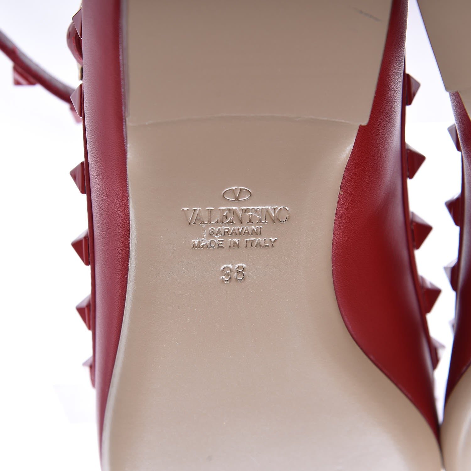 Valentino Garavani Calfskin Monochrome Rockstud Cage Ballerina Flats 38 Rosso Valentino 6 of 9