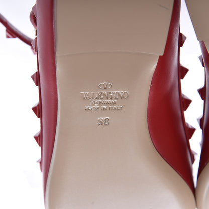 Valentino Garavani Calfskin Monochrome Rockstud Cage Ballerina Flats 38 Rosso Valentino 6 of 9