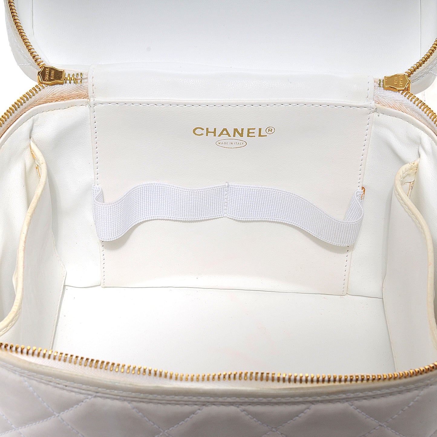 Quilted Leather CC Vanity Cosmetic Case White