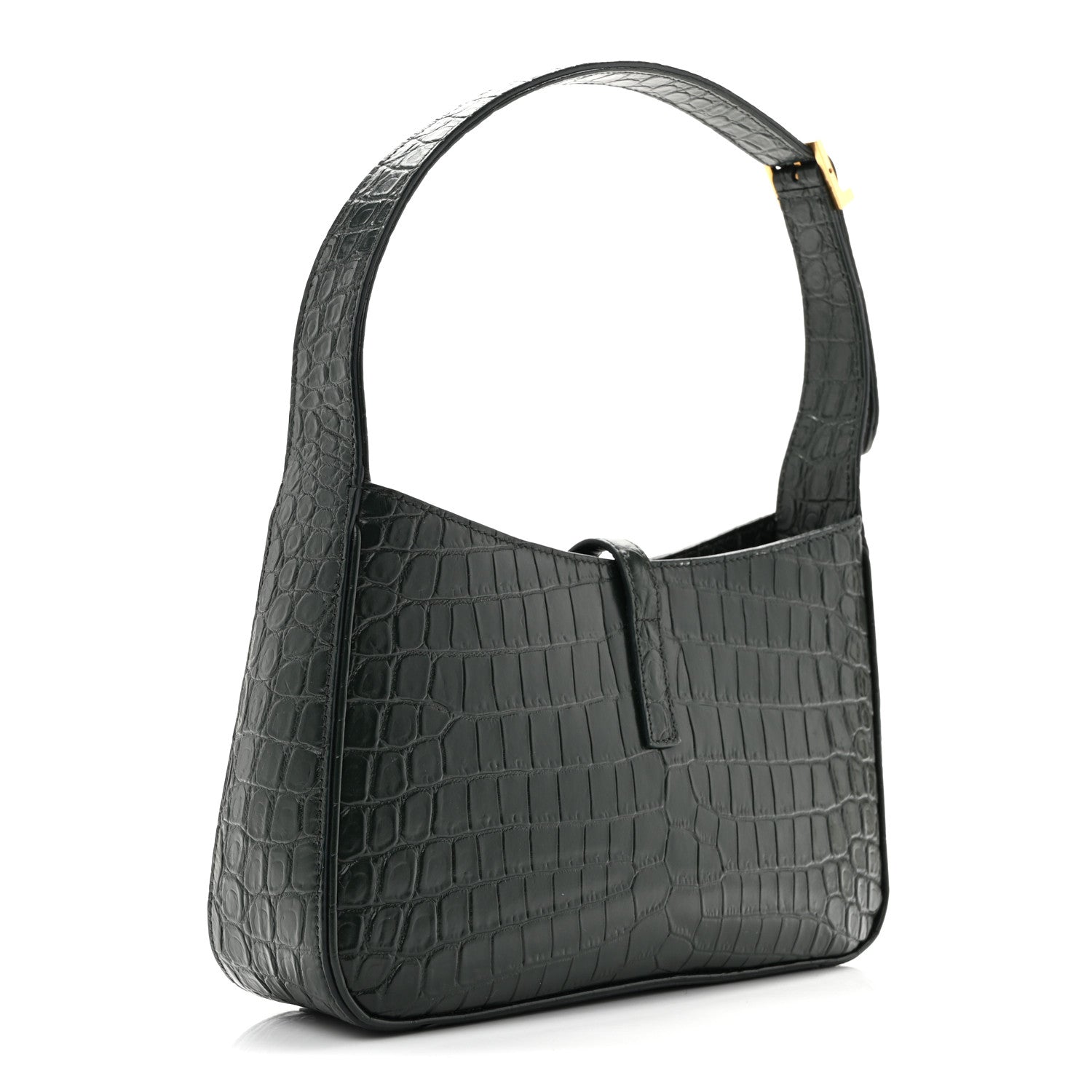 Saint Laurent Calfskin Crocodile Embossed LE 5 A 7 Hobo Vert Fonce 3 of 13