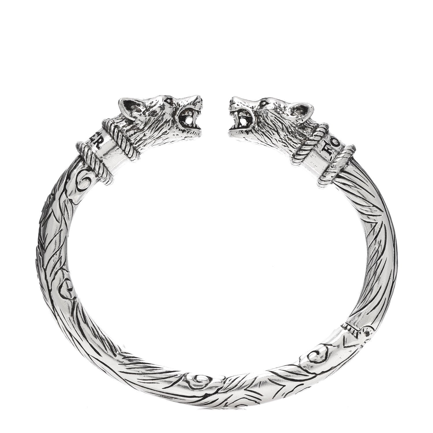 Gucci Sterling Silver Anger Forest Wolf Cuff Bracelet 3 of 5
