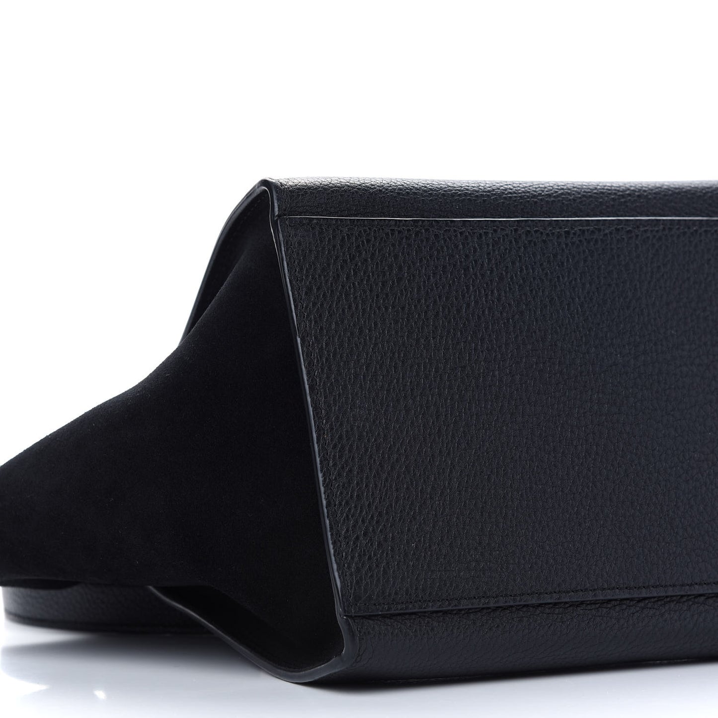 Drummed Calfskin Suede Small Trapeze Black