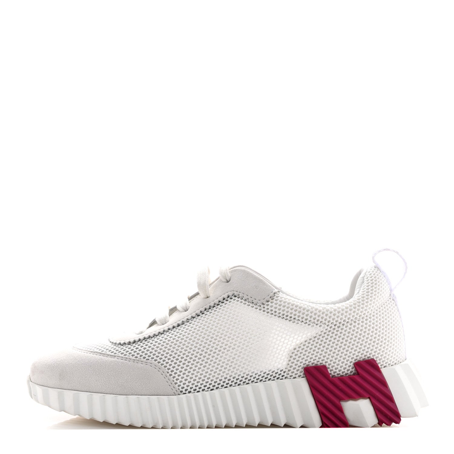 Hermes Air Mesh Suede Goatskin Bouncing Sneakers 38 White Orange Pink 1 of 10
