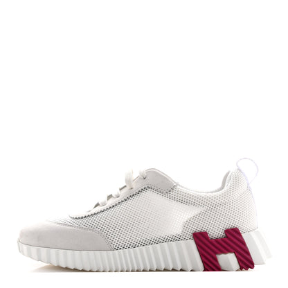 Hermes Air Mesh Suede Goatskin Bouncing Sneakers 38 White Orange Pink 1 of 10